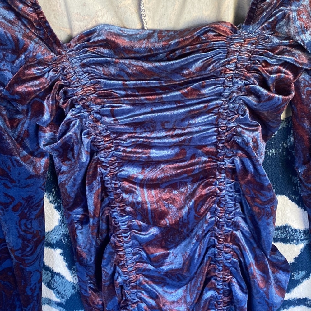 Wild fable purple marble scrunch velvet dress - Picture 5 of 16